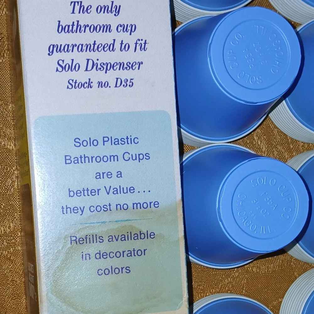 75 Vintage. Collectable Solo Blue Plastic Cups for Bathroom Dispensers
